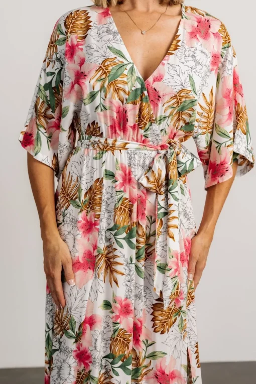 Harmonia Kimono Maxi Dress | White Multi Print