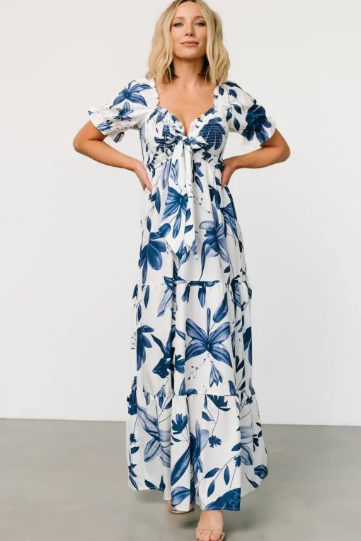 Hilaria Maxi Dress | White + Blue