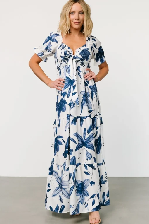 Hilaria Maxi Dress | White + Blue