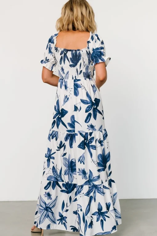 Hilaria Maxi Dress | White + Blue