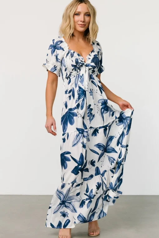 Hilaria Maxi Dress | White + Blue
