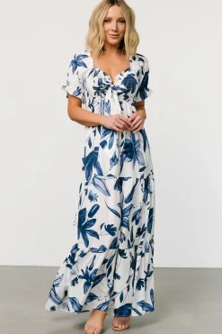 Hilaria Maxi Dress | White + Blue