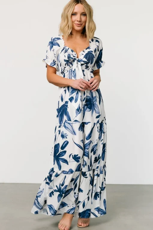 Hilaria Maxi Dress | White + Blue
