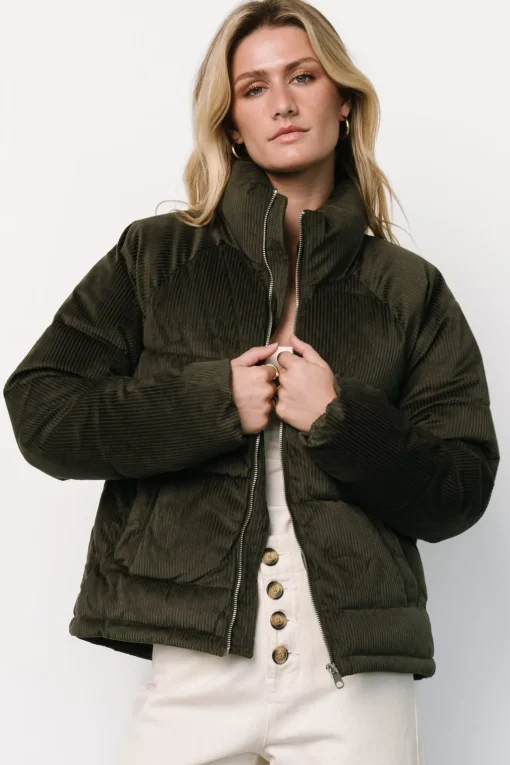 Holden Corduroy Puffer Jacket | Olive Charcoal