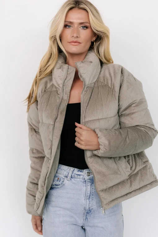 Holden Corduroy Puffer Jacket | Dusty Sage