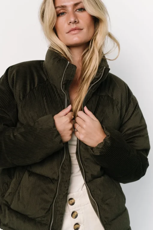 Holden Corduroy Puffer Jacket | Olive Charcoal