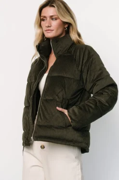Holden Corduroy Puffer Jacket | Olive Charcoal