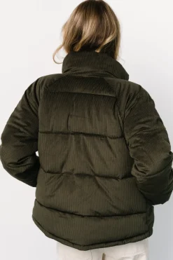 Holden Corduroy Puffer Jacket | Olive Charcoal