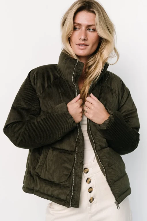 Holden Corduroy Puffer Jacket | Olive Charcoal