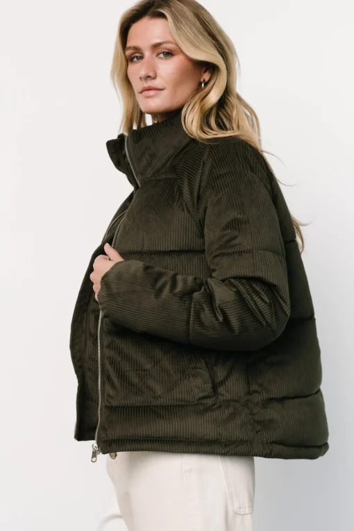 Holden Corduroy Puffer Jacket | Olive Charcoal