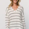 Houston Relaxed Sweater Top | Ivory Stripe