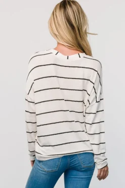 Houston Relaxed Sweater Top | Ivory Stripe