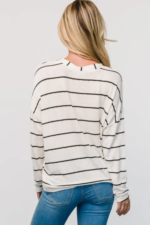 Houston Relaxed Sweater Top | Ivory Stripe