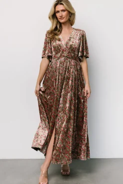 Irina Velvet Maxi Dress | Green Multi Floral