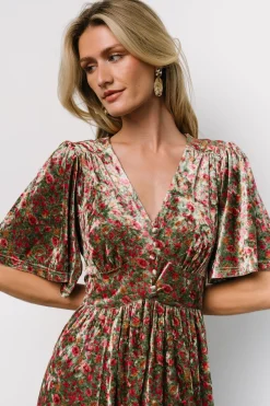Irina Velvet Maxi Dress | Green Multi Floral