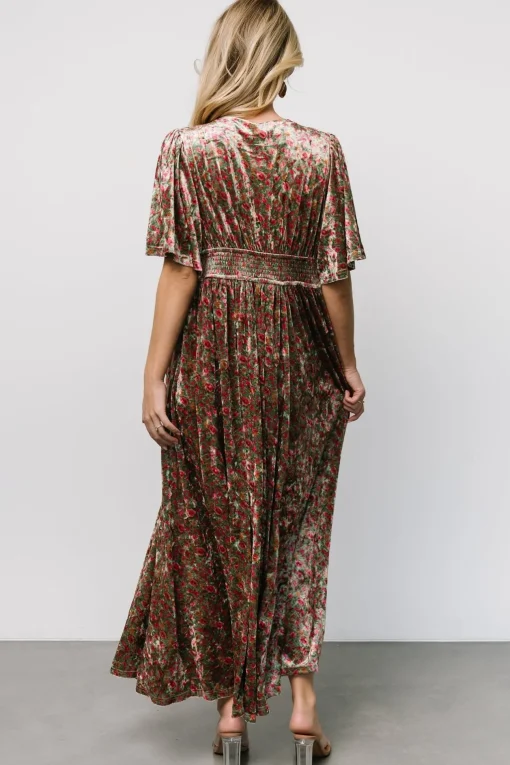 Irina Velvet Maxi Dress | Green Multi Floral