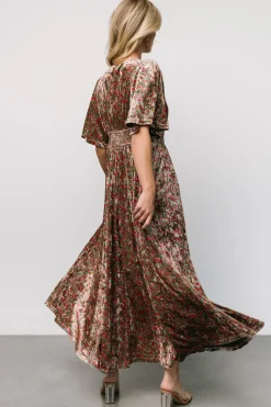 Irina Velvet Maxi Dress | Green Multi Floral
