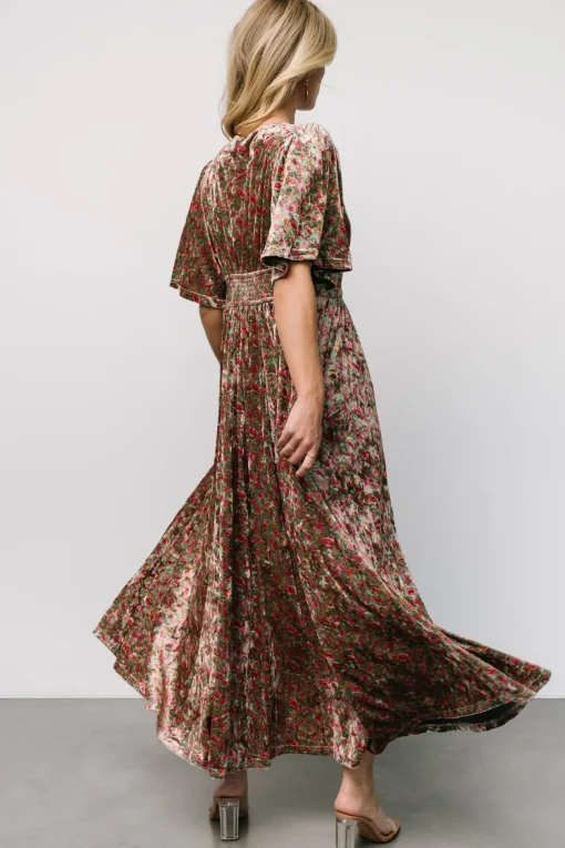 Irina Velvet Maxi Dress | Green Multi Floral