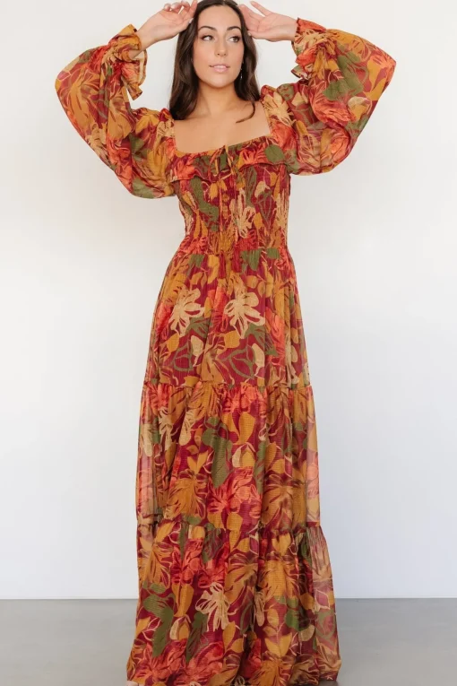 Isadora Tiered Dress | Rust Multi Floral