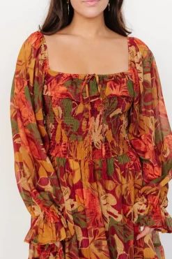 Isadora Tiered Dress | Rust Multi Floral