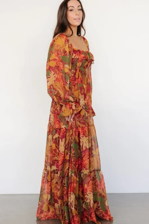 Isadora Tiered Dress | Rust Multi Floral