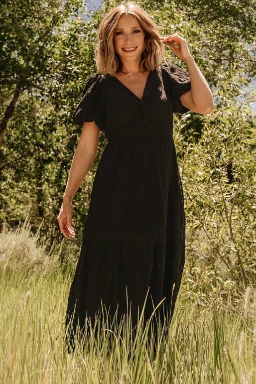 Jackie Eyelet Maxi Dress | Black