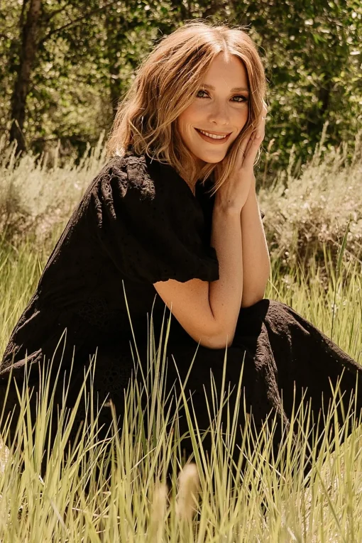 Jackie Eyelet Maxi Dress | Black