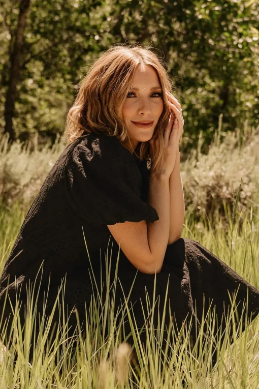 Jackie Eyelet Maxi Dress | Black