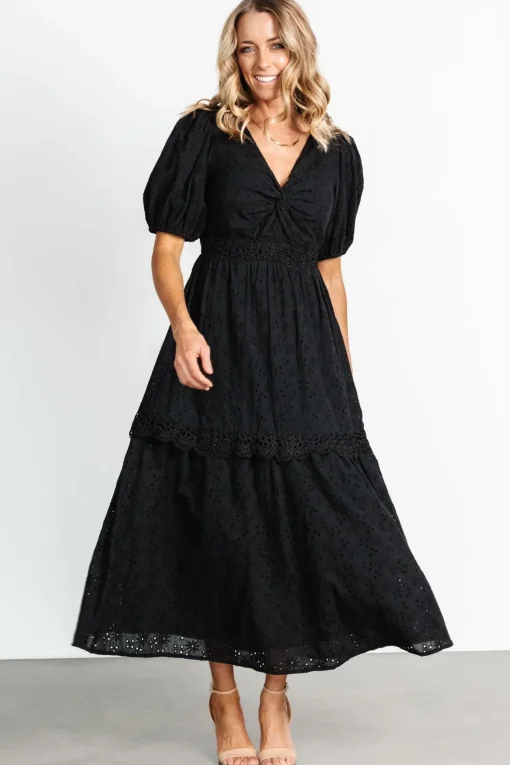 Jackie Eyelet Maxi Dress | Black