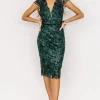 Jacqueline Embossed Midi Dress | Emerald