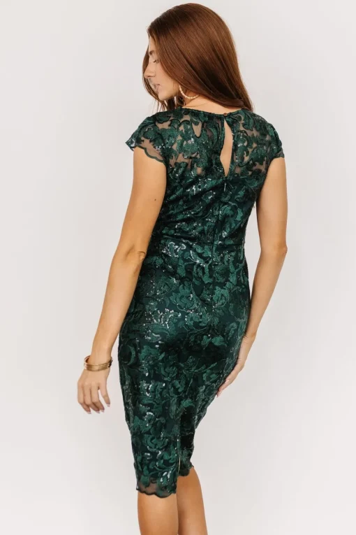 Jacqueline Embossed Midi Dress | Emerald