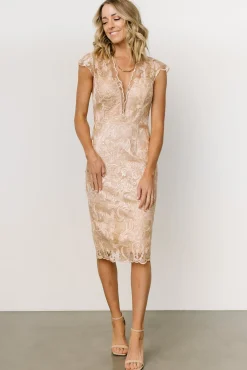 Jacqueline Embossed Midi Dress | Champagne