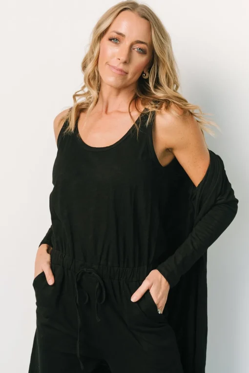 Janae Jumpsuit + Cardigan Set | Black