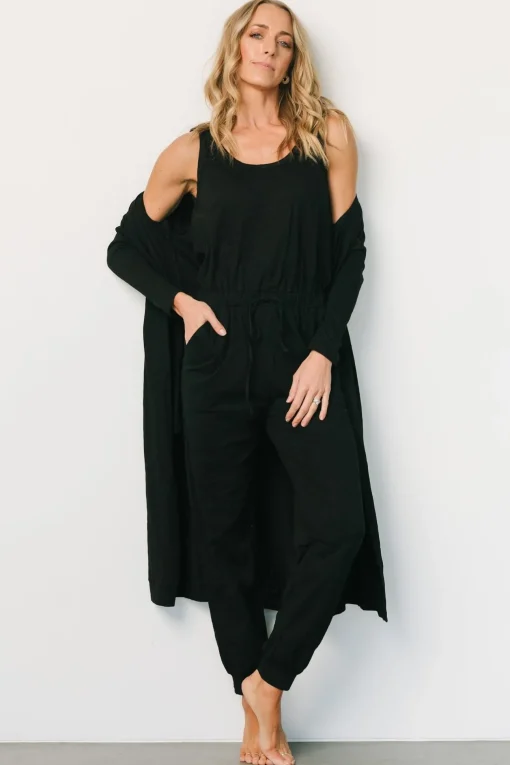 Janae Jumpsuit + Cardigan Set | Black