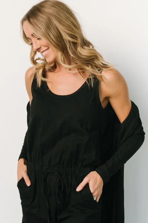 Janae Jumpsuit + Cardigan Set | Black