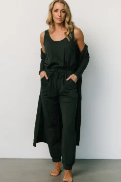 Janae Jumpsuit + Cardigan Set | Dark Green