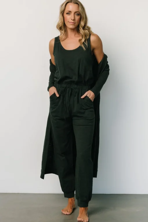 Janae Jumpsuit + Cardigan Set | Dark Green