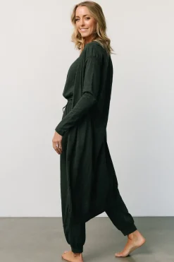 Janae Jumpsuit + Cardigan Set | Dark Green