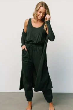 Janae Jumpsuit + Cardigan Set | Dark Green