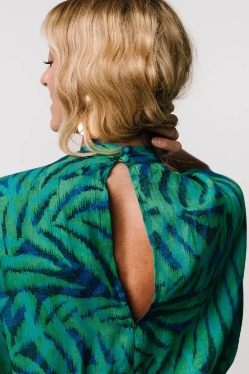 Janessa Midi Dress | Green + Blue Print