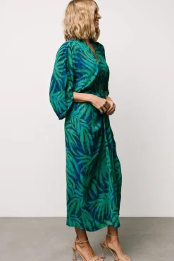 Janessa Midi Dress | Green + Blue Print