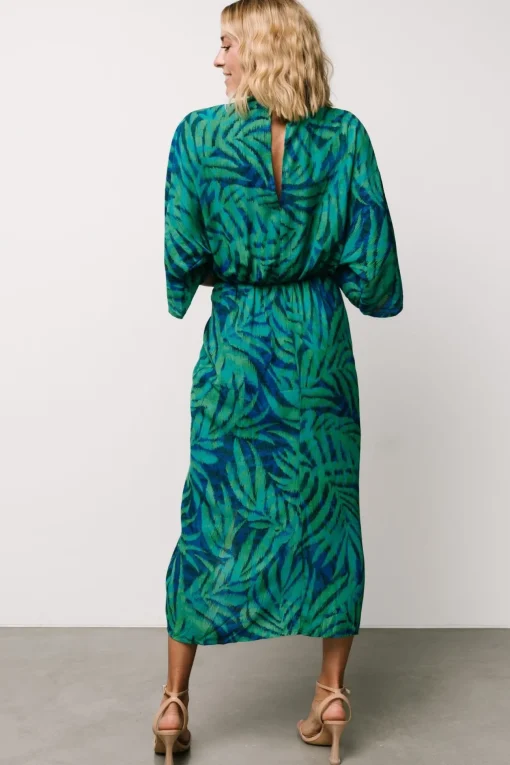 Janessa Midi Dress | Green + Blue Print