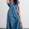 Jennifer Deep V Maxi Dress | Blue