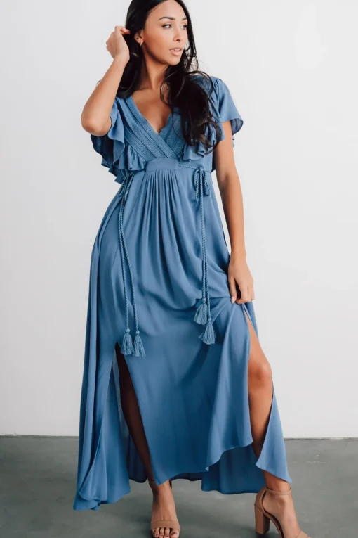 Jennifer Deep V Maxi Dress | Blue