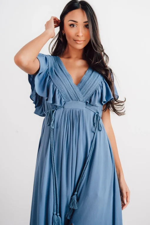Jennifer Deep V Maxi Dress | Blue
