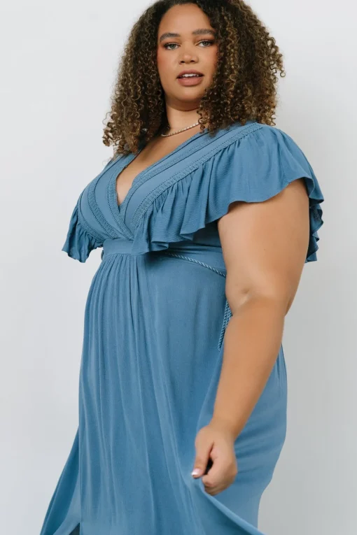 Jennifer Deep V Maxi Dress | Blue