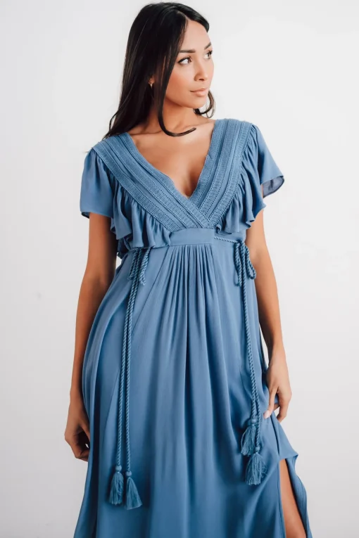 Jennifer Deep V Maxi Dress | Blue