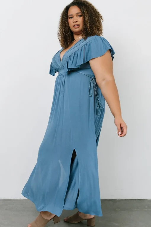 Jennifer Deep V Maxi Dress | Blue