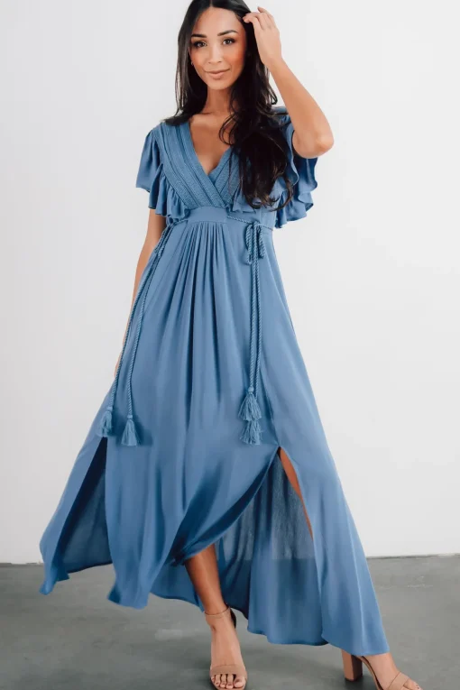 Jennifer Deep V Maxi Dress | Blue