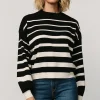 Jensen Stripe Sweater Top | Black + Ivory